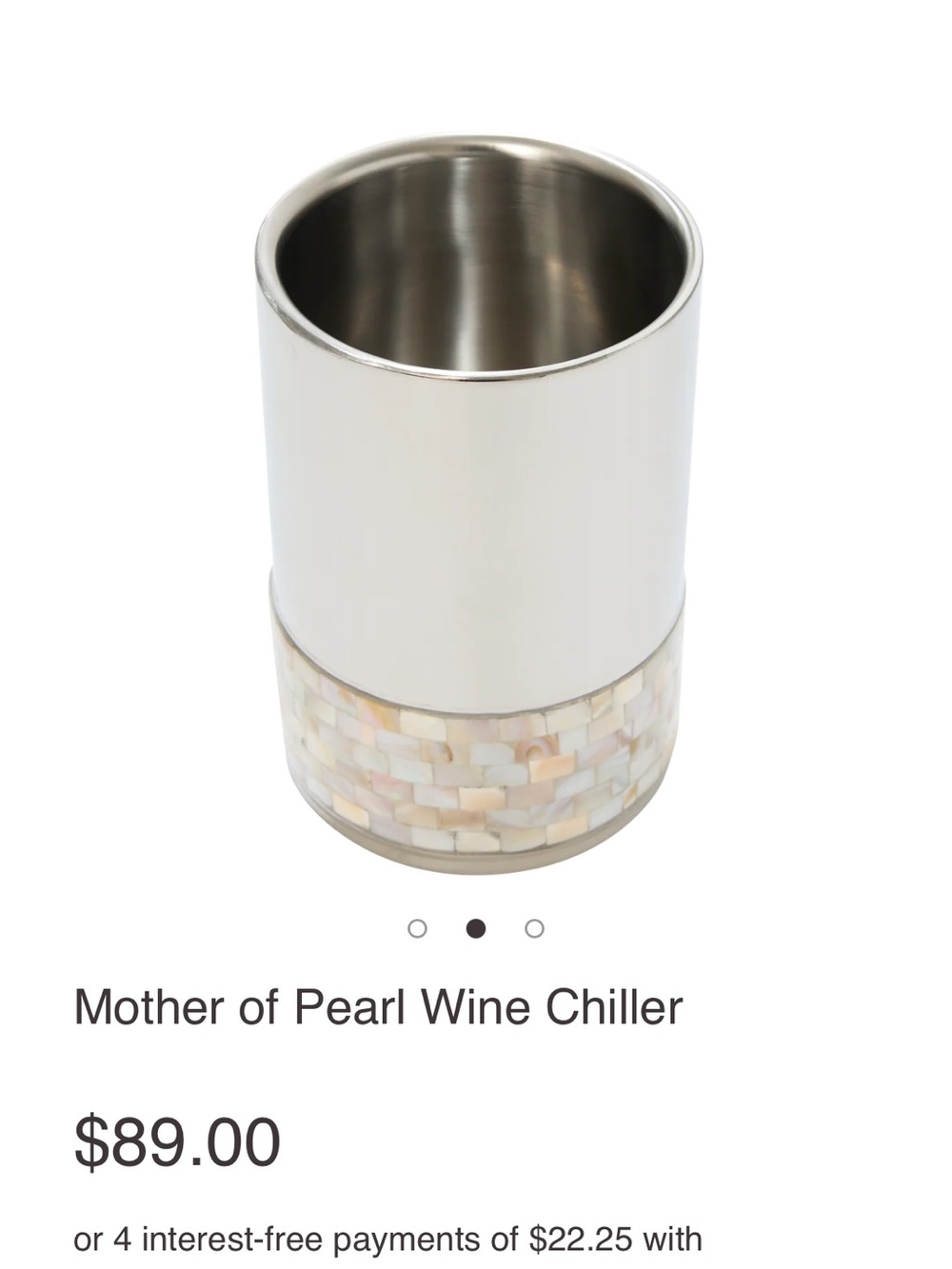 Mother of Pearl Wine Chiller - White/Silver